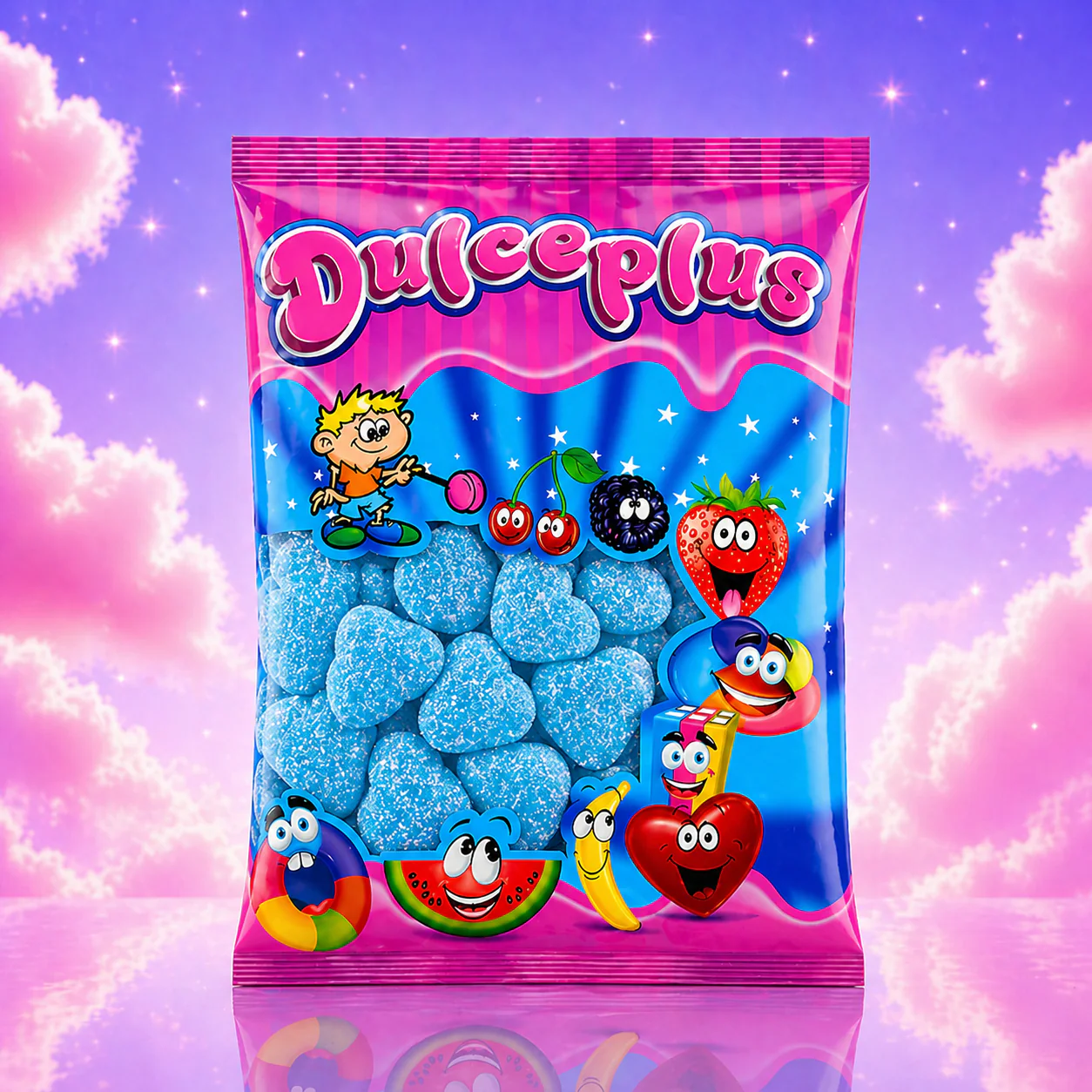 🌙✨ Coeurs fourrés framboises acide - Dulceplus 1Kg