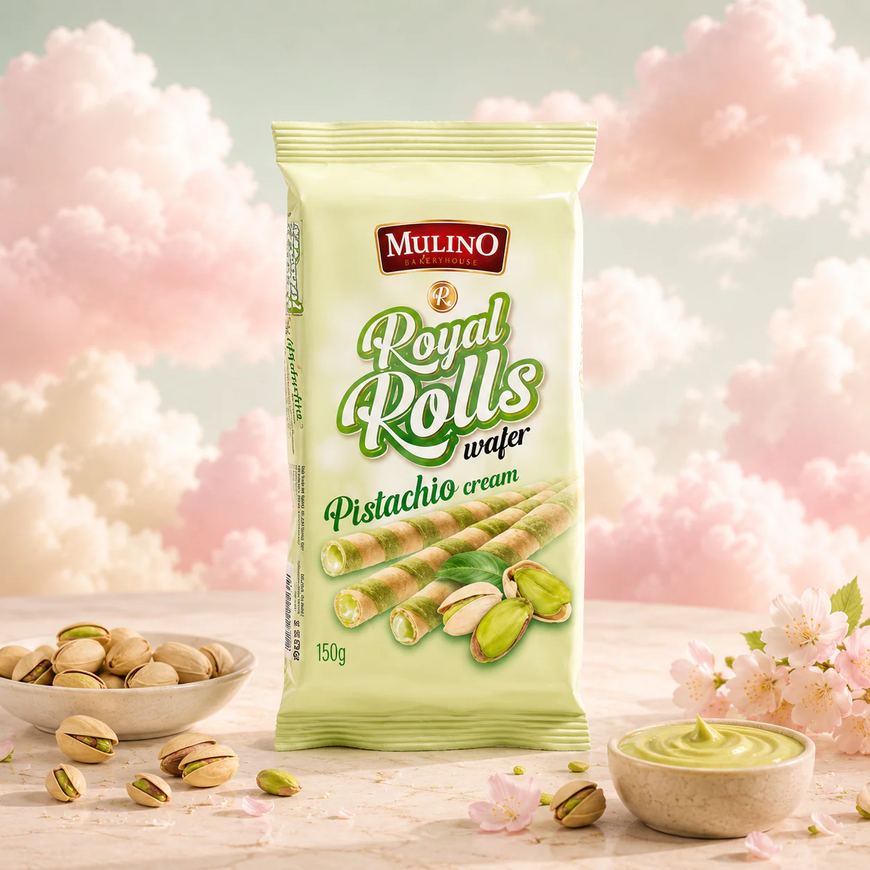 Royal Rolls wafer Pistachio cream - Mulino